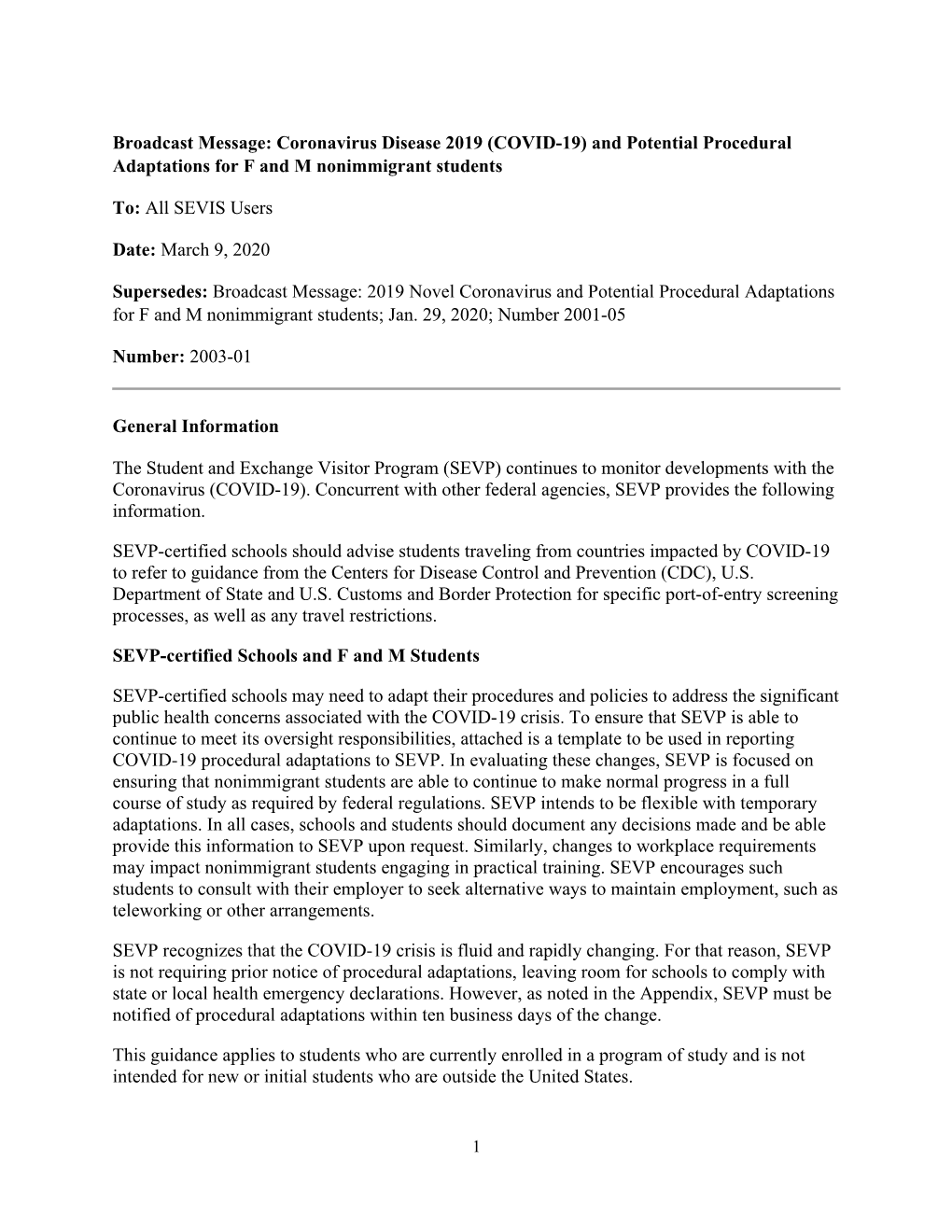 COVID-19 and Potential Procedural Adaptations for F and M