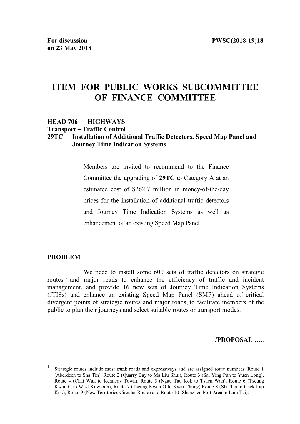 Item for Public Works Subcommittee of Finance Committee