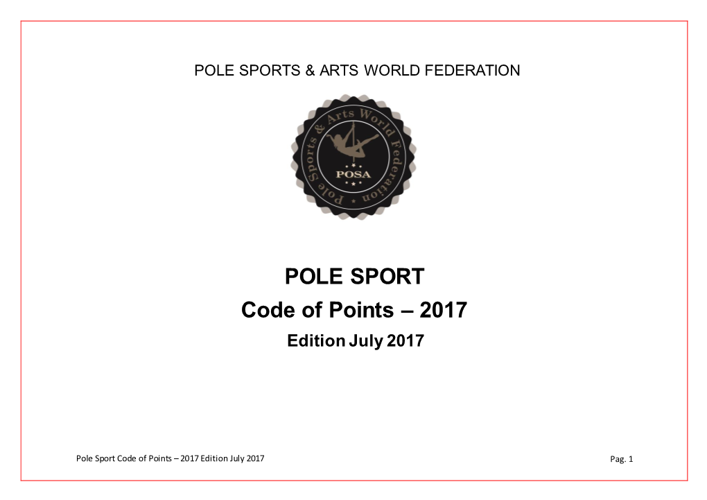 POLE SPORT Code of Points – 2017 Edition July 2017