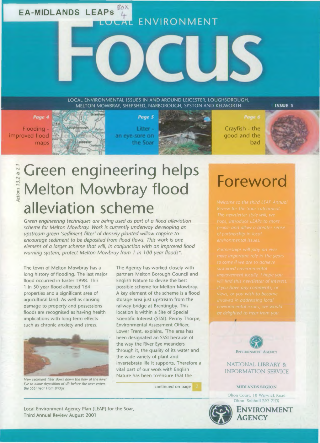 I Green Engineering Helps 1 Melton Mowbray Flood Alleviation Scheme