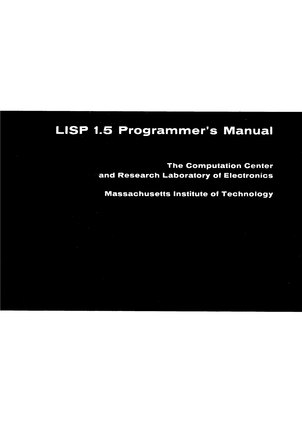 LISP 1.5 Programmer's Manual