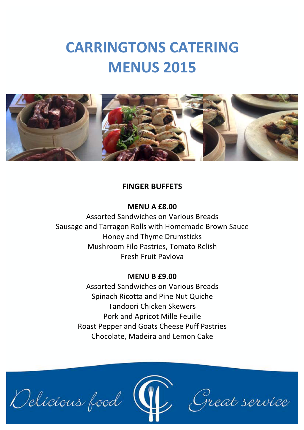 Carringtons Catering Menus 2015