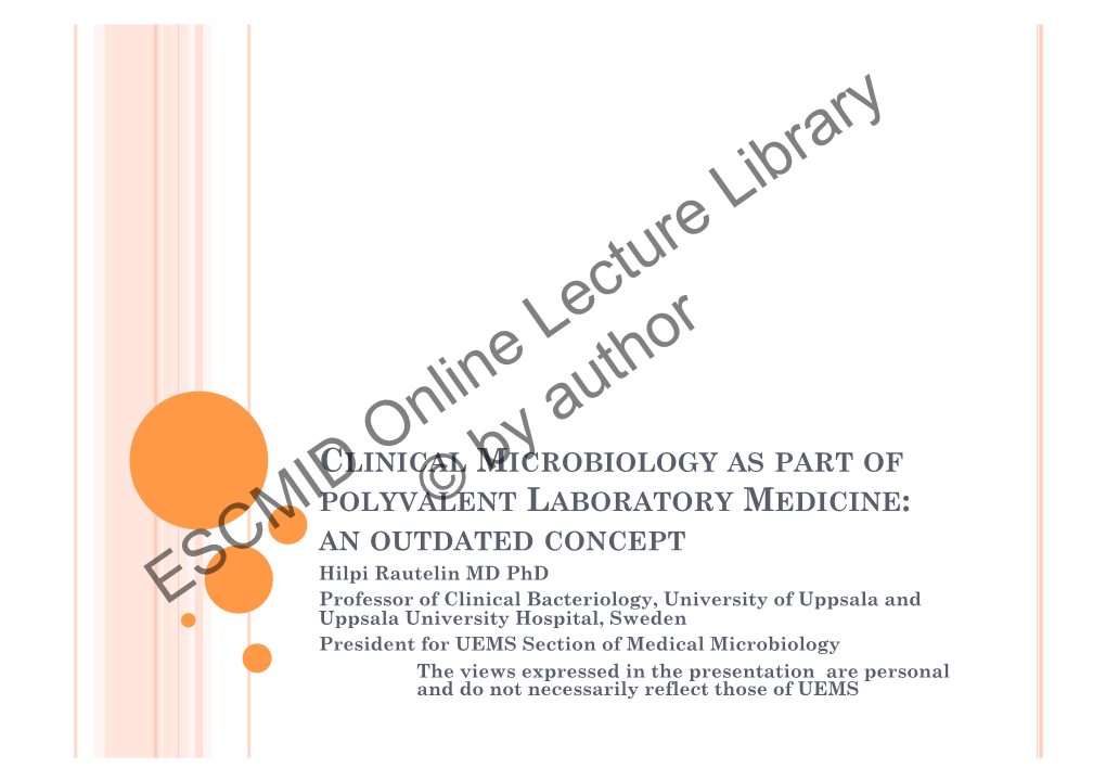 ESCMID Online Lecture Library © by Author