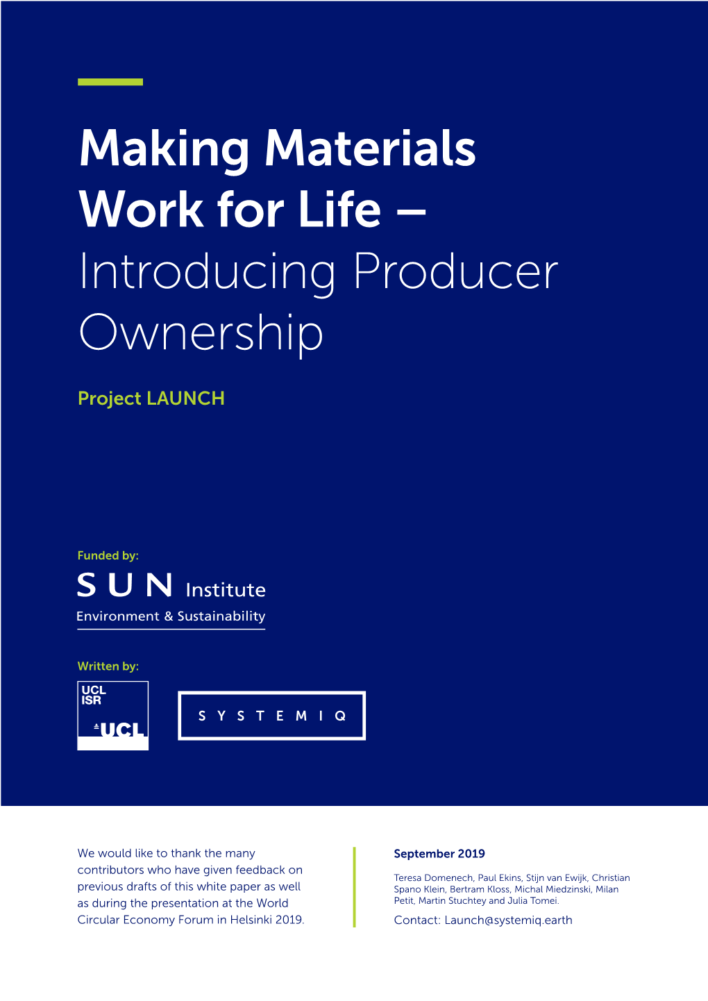 Making Materials Work for Life – Introducing Producer Ownership