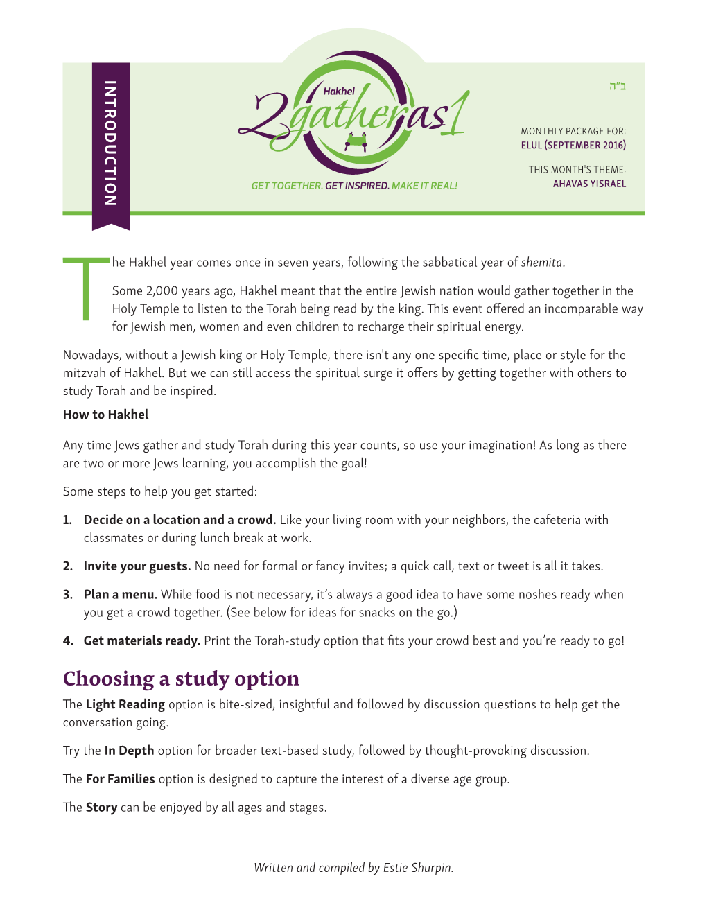 Choosing a Study Option Thelight Reading Option Is Bite-Sized, Insightful and Followed by Discussion Questions to Help Get the Conversation Going