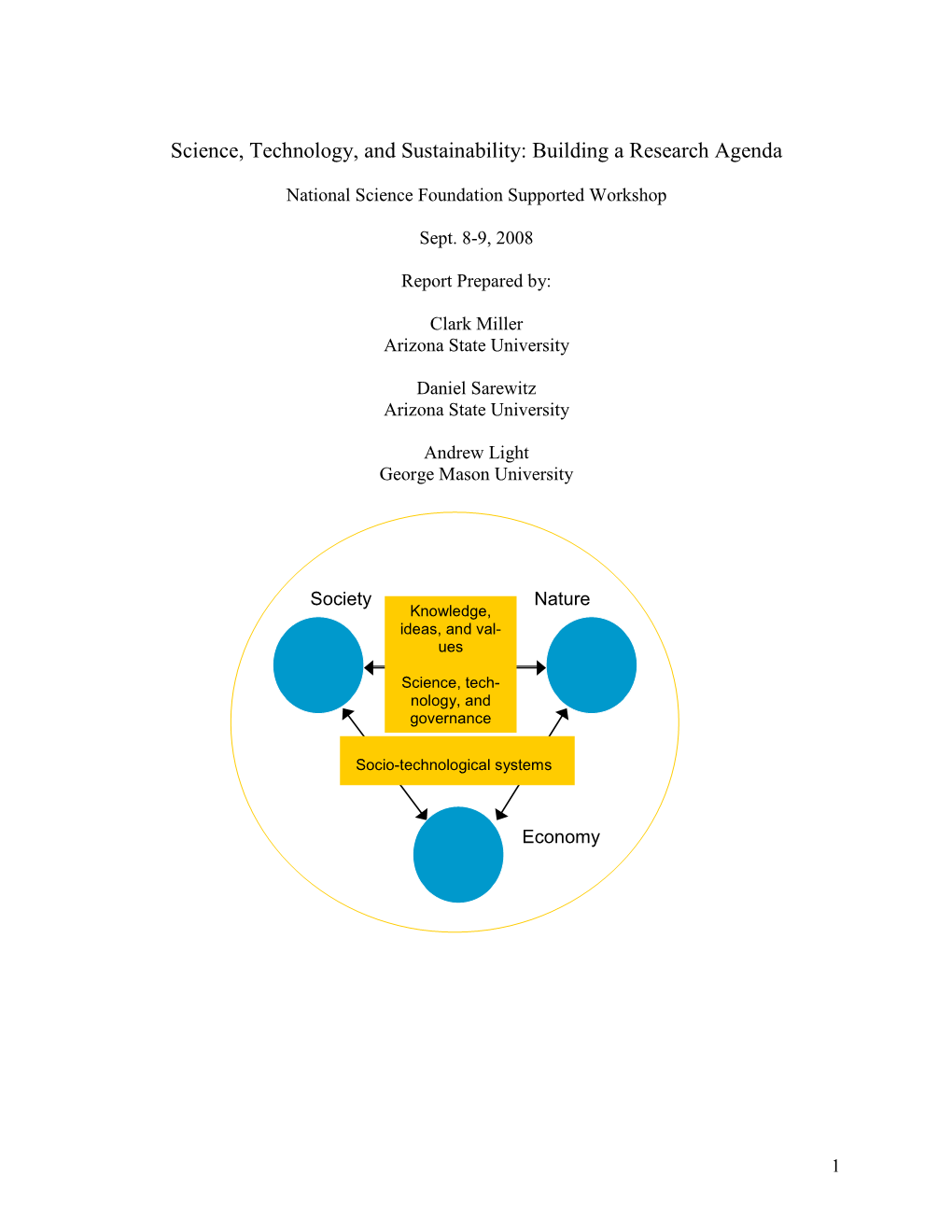 Science, Technology, and Sustainability: Building a Research Agenda