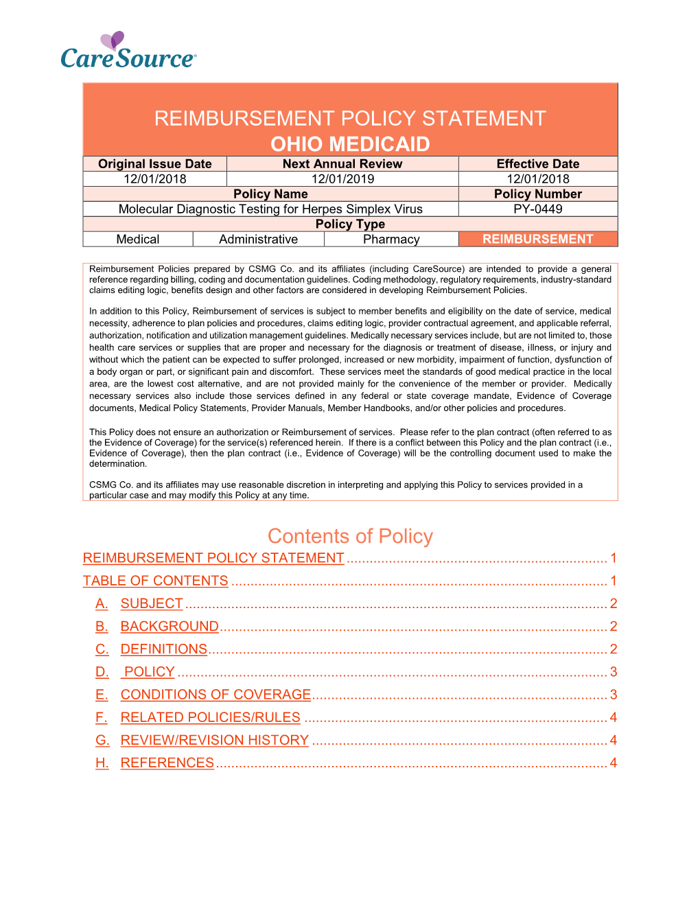 Molecular Diagnostic Testing for Herpes Simplex Virus OH MCD PY