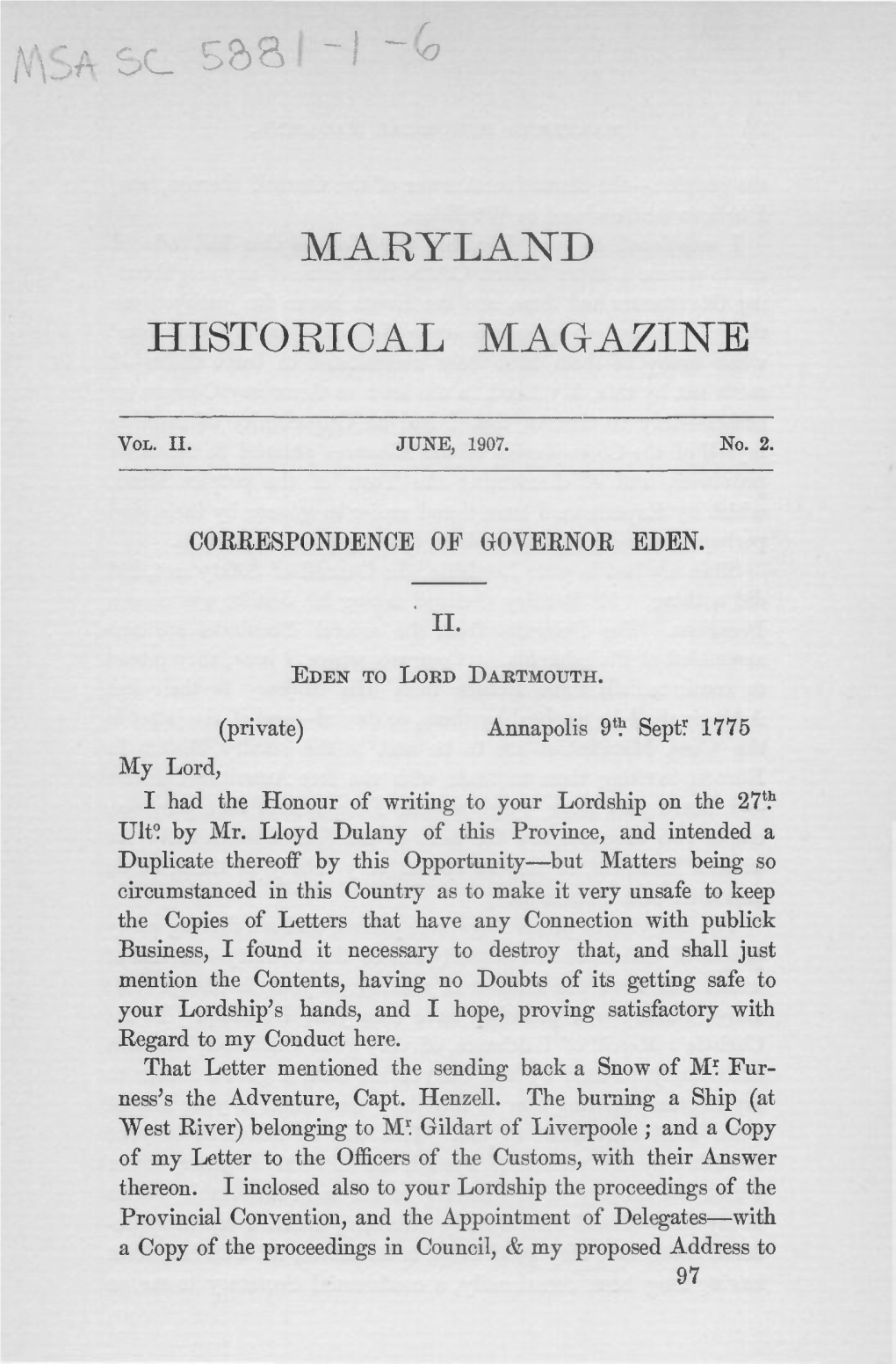 Maryland Historical Magazine, 1907, Volume 2, Issue No. 2