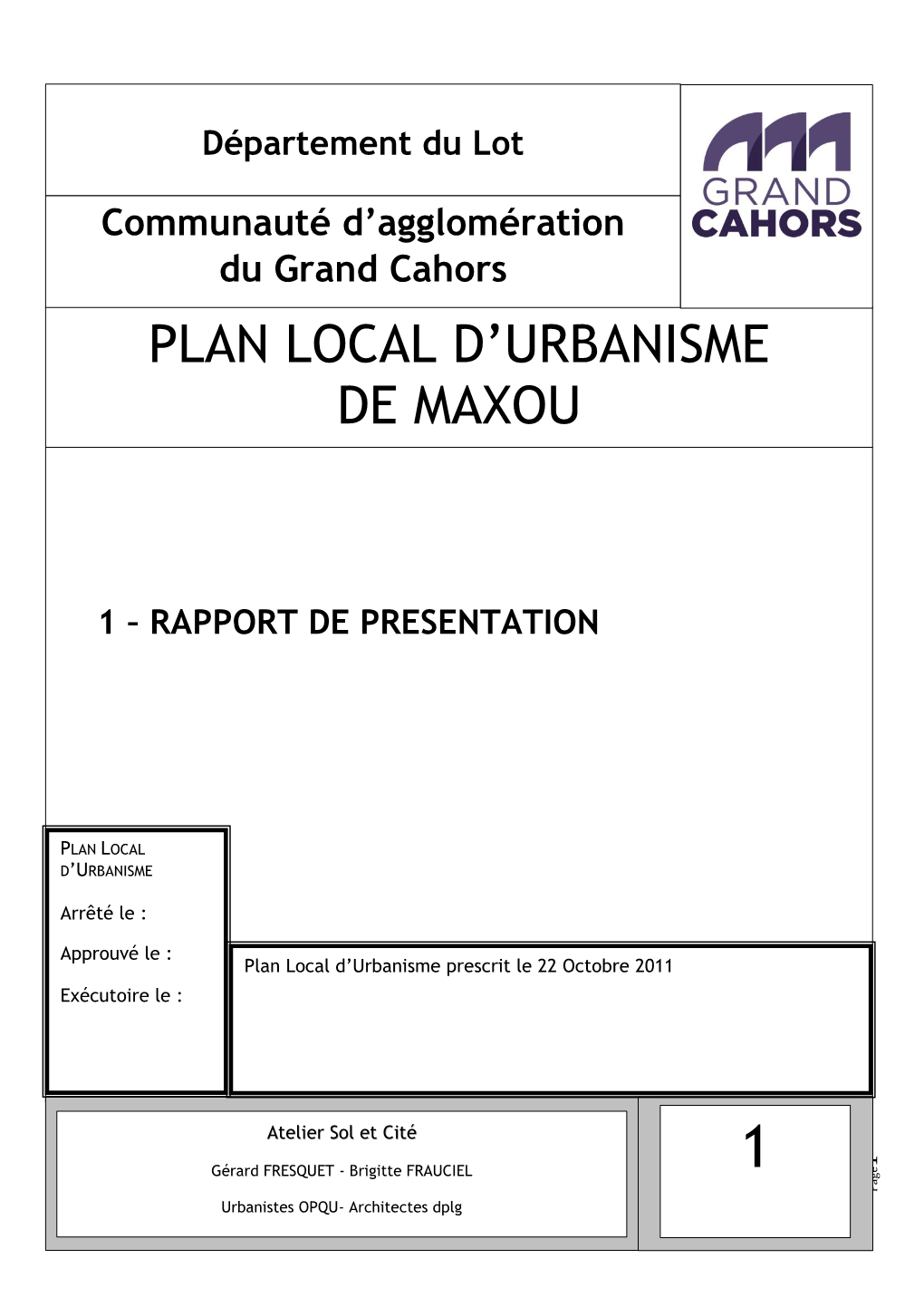 Plan Local D'urbanisme De Maxou