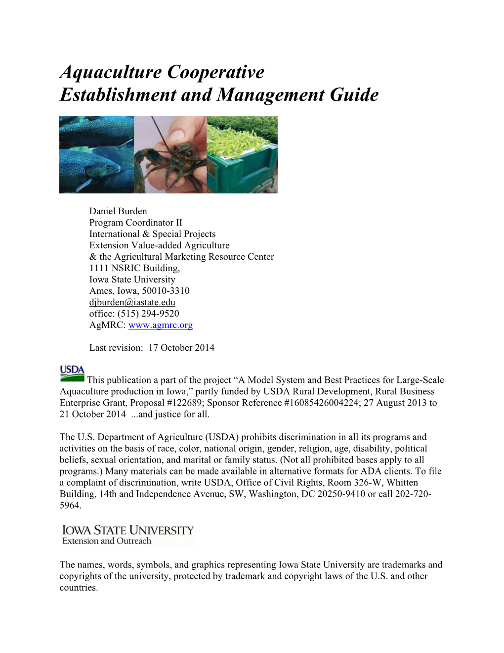 Aquaculture Cooperative Establishment and Management Guide