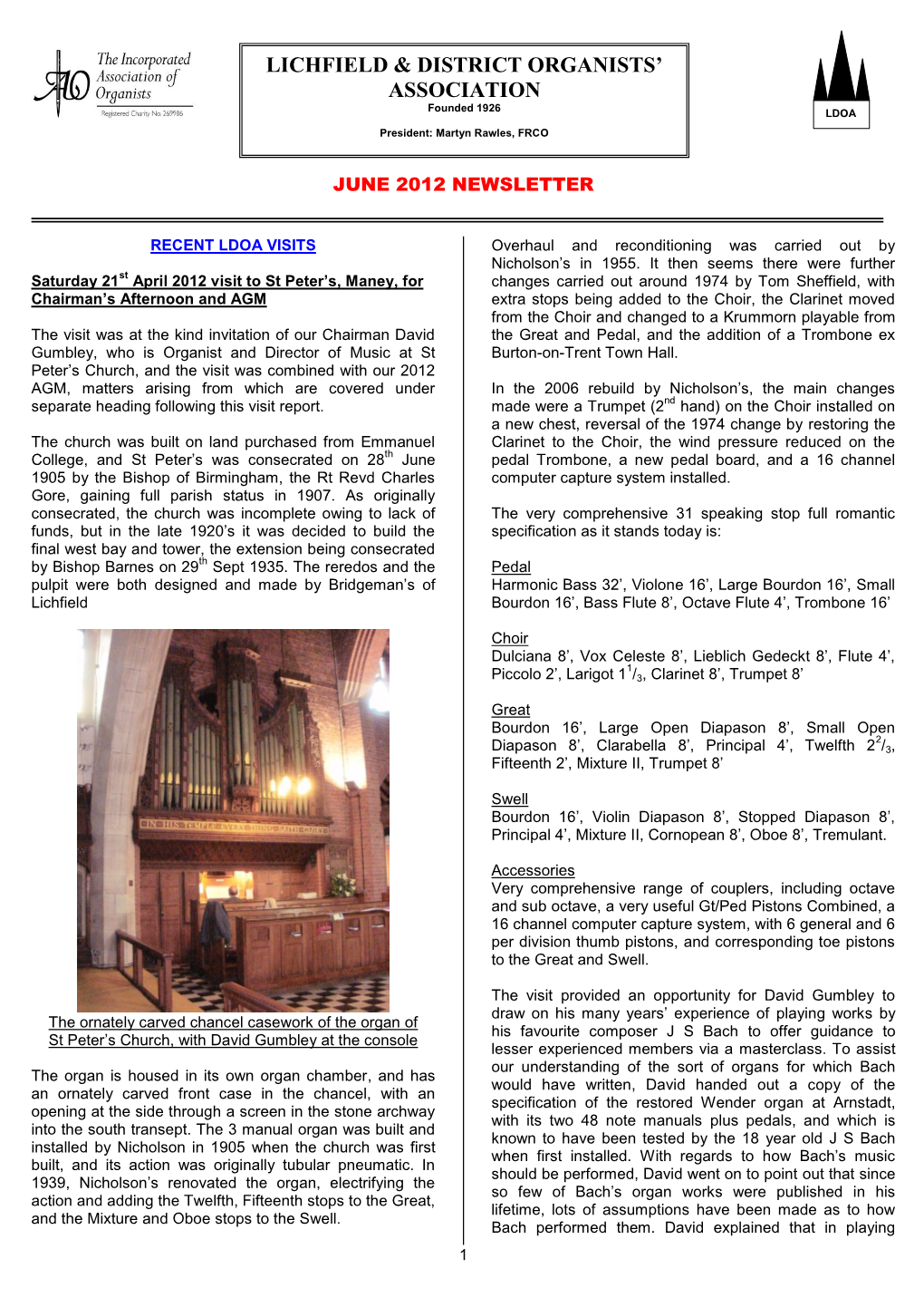 June 2012 Newsletter