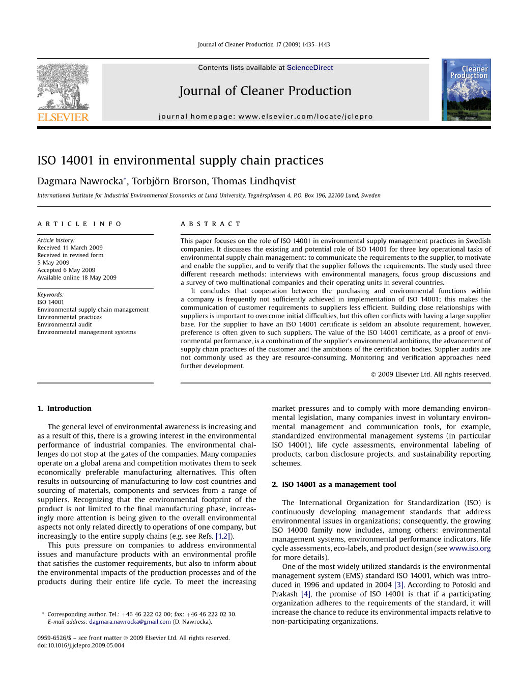 ISO 14001 in Environmental Supply Chain Practices