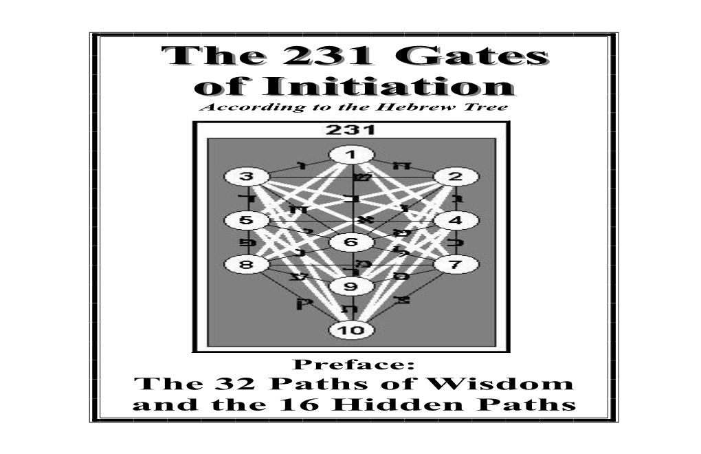 The 231 Gates of Initiation According to the Hebrew Tree