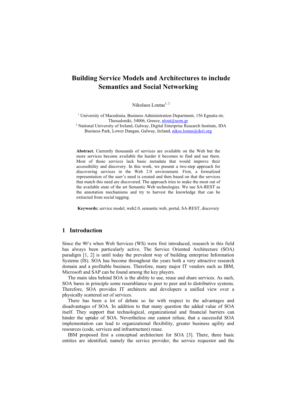 Building Service Models and Architectures to Include Semantics and Social Networking