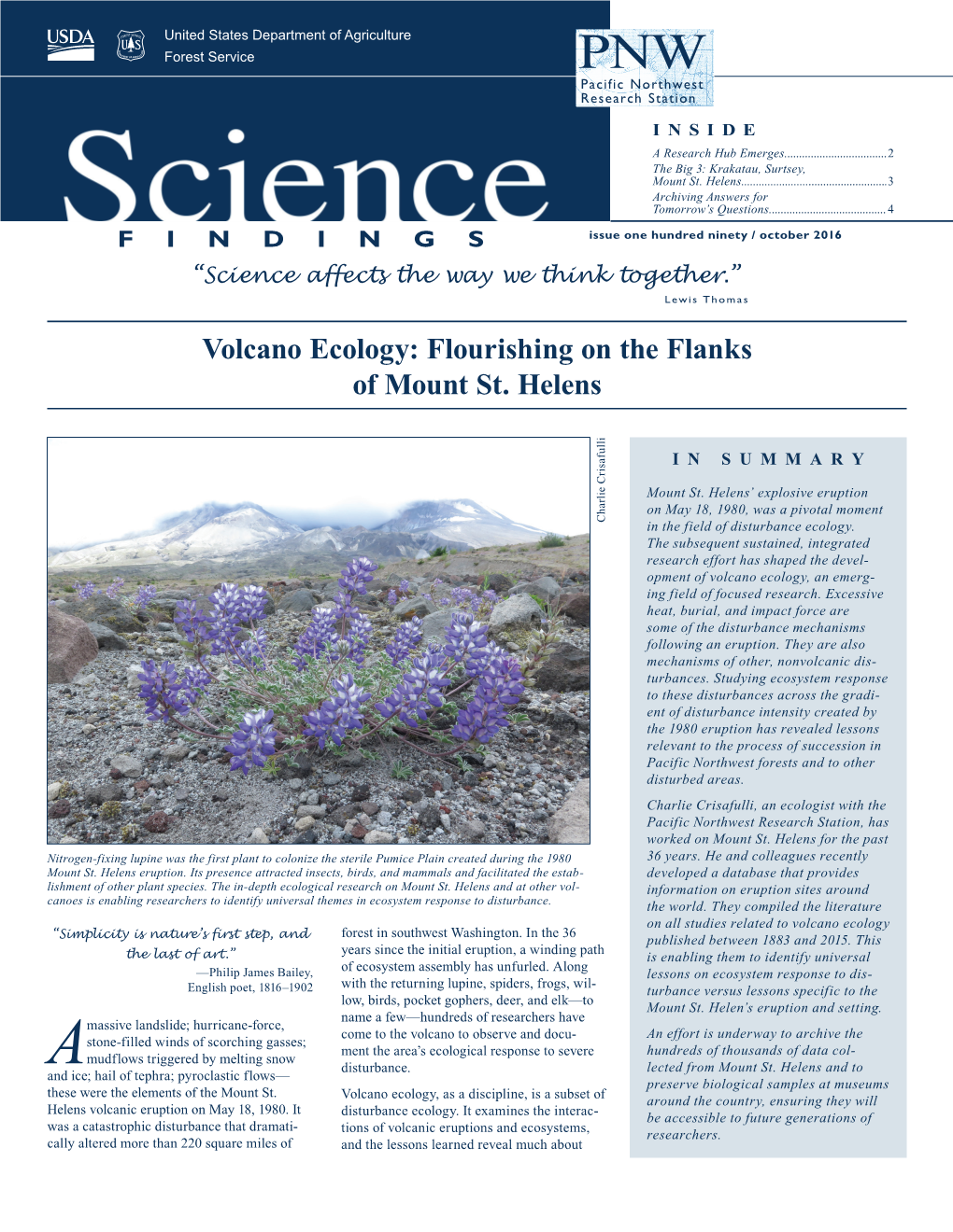 Volcano Ecology: Flourishing on the Flanks of Mount St. Helens