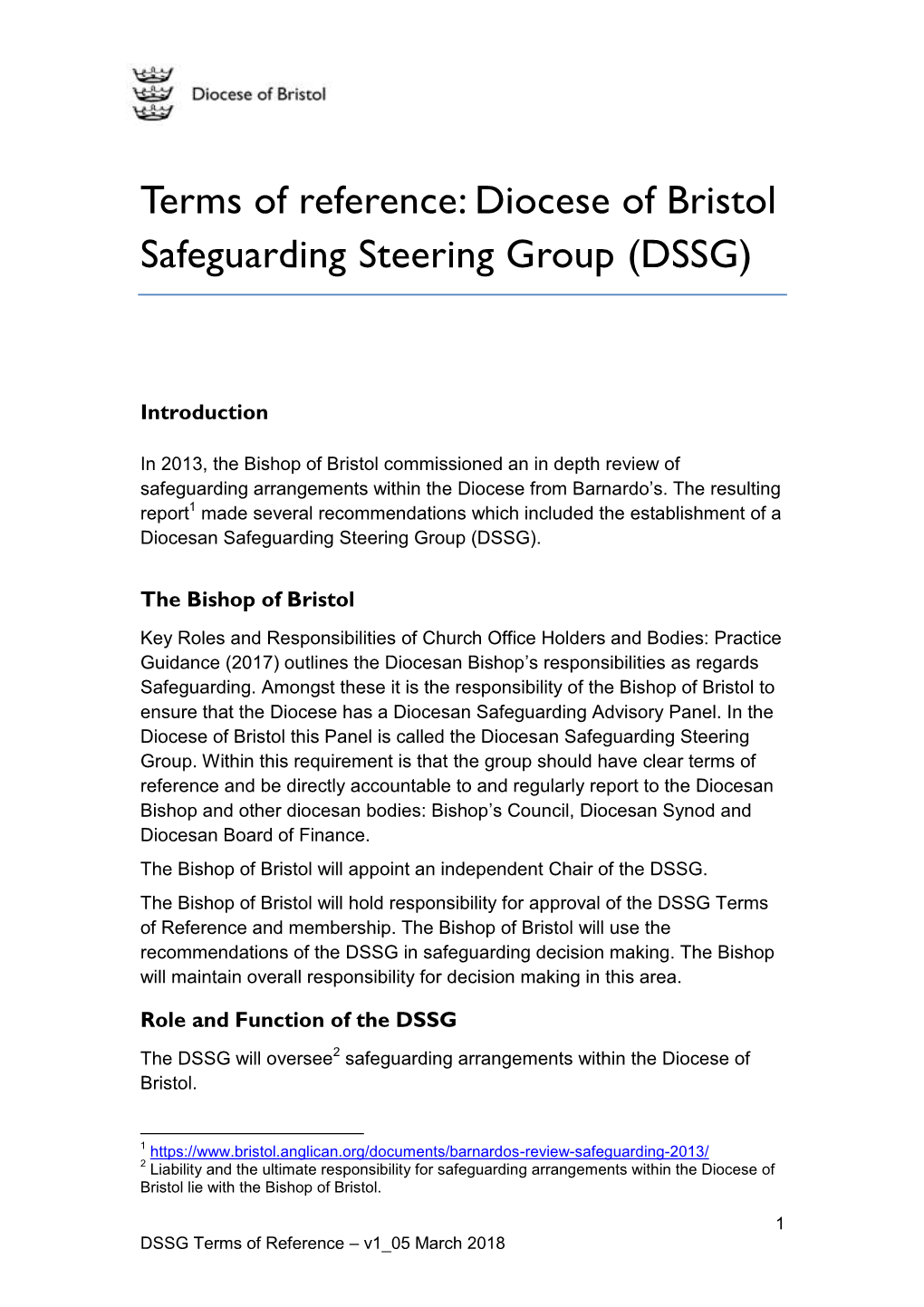 Diocese of Bristol Safeguarding Steering Group (DSSG)