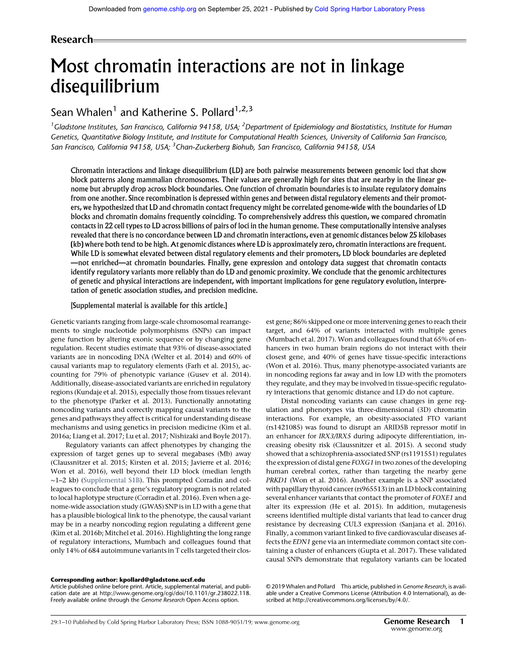 Most Chromatin Interactions Are Not in Linkage Disequilibrium