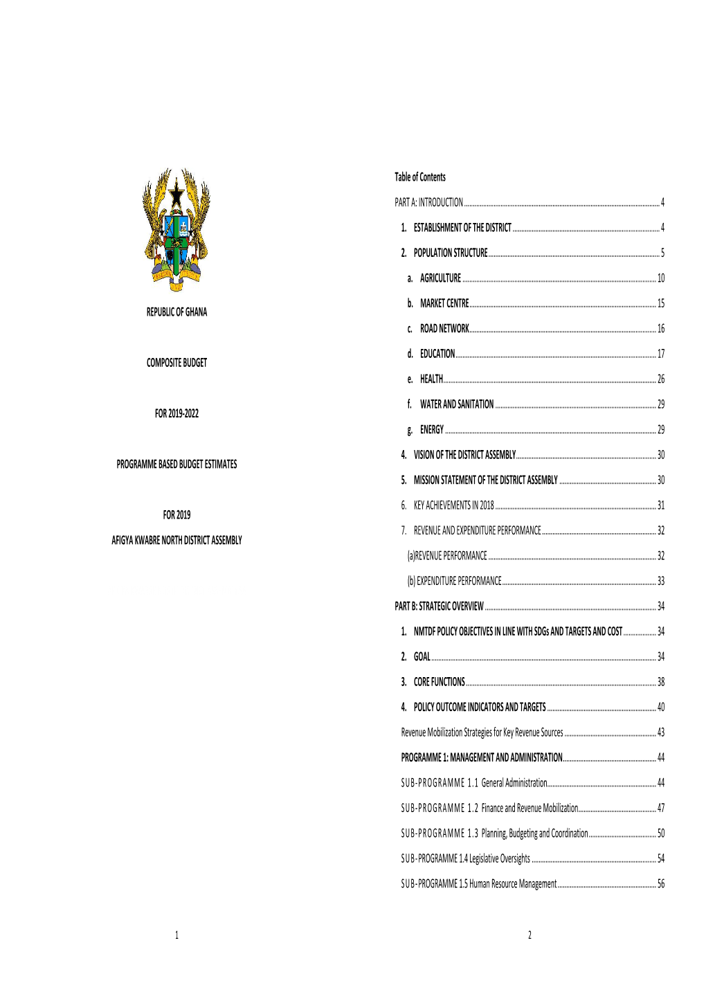 Afigya Kwabre North District Assemblyaa Part B: Strategic Overview