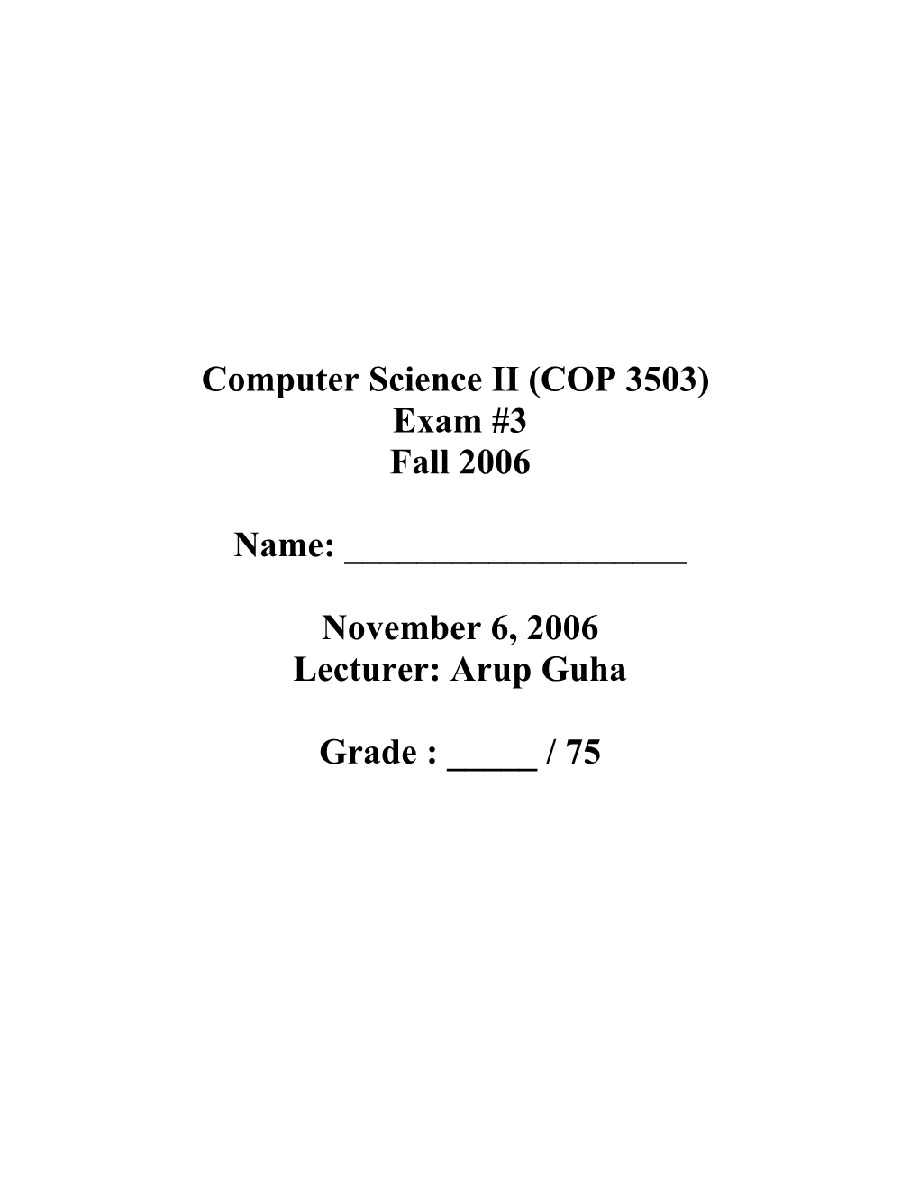 COP 3503 (Computer Science II)