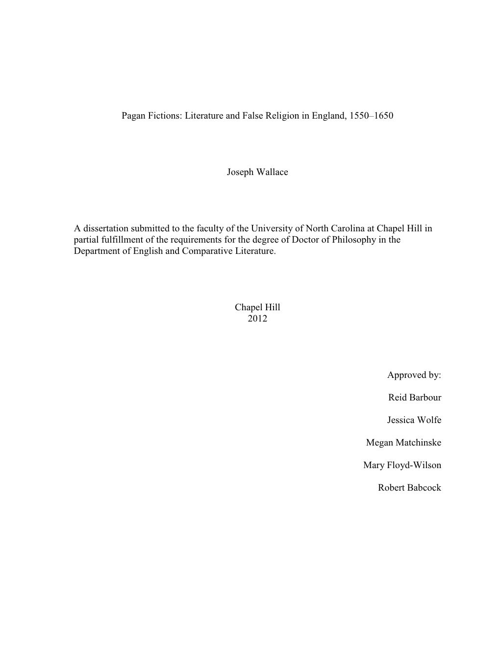 Pagan Fictions: Literature and False Religion in England, 1550–1650