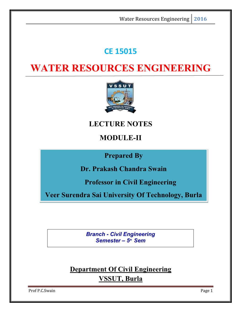 Water Resources Engineering 2016