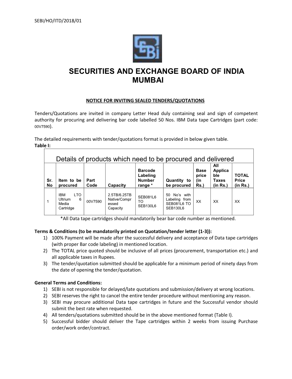 Securities and Exchange Board of India Mumbai