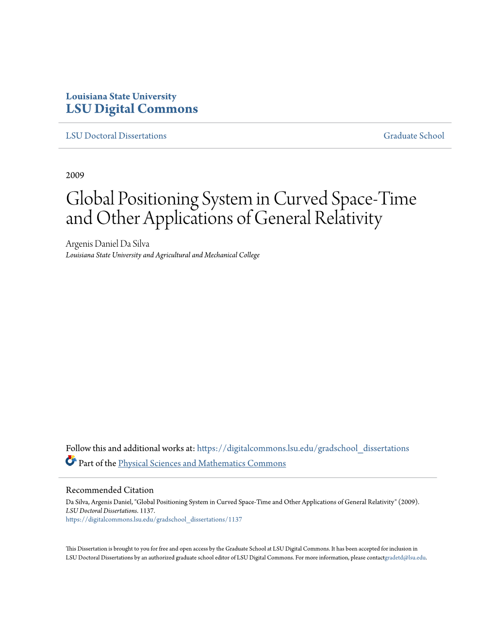Global Positioning System in Curved Space-Time and Other Applications
