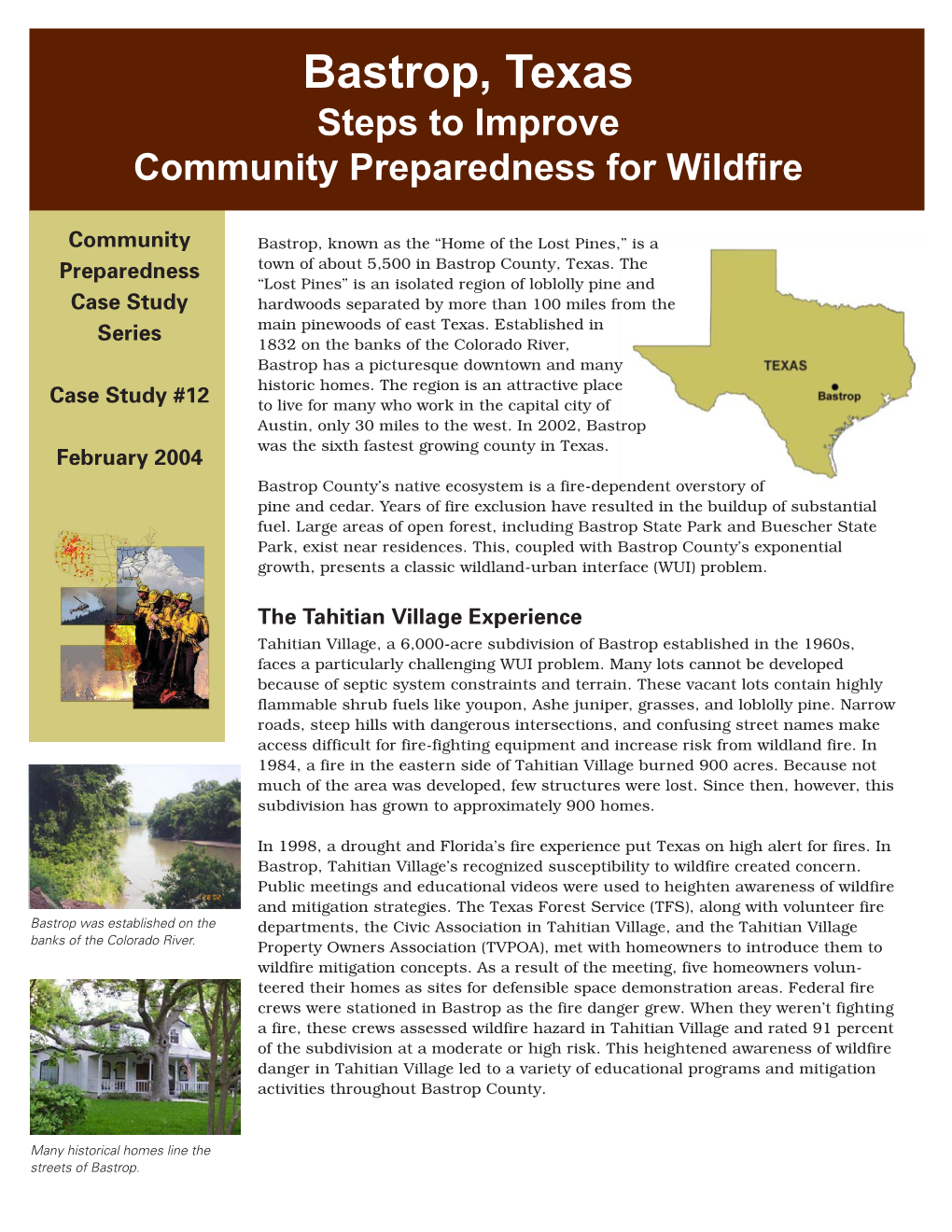 Bastrop, Texas Steps to Improve Community Preparedness for Wildfire