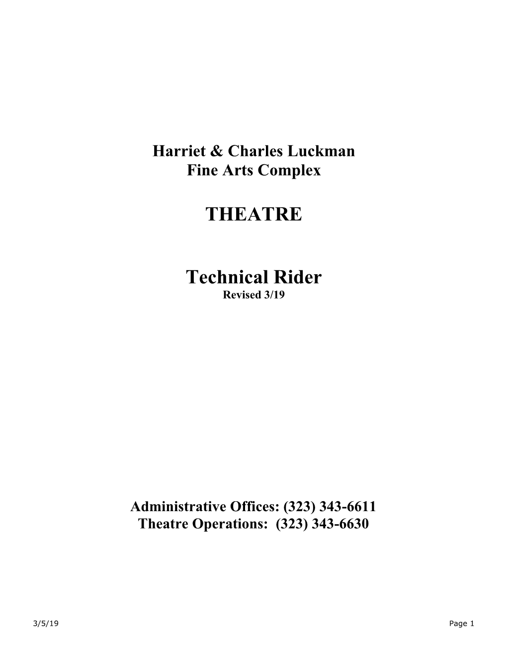 THEATRE Technical Rider