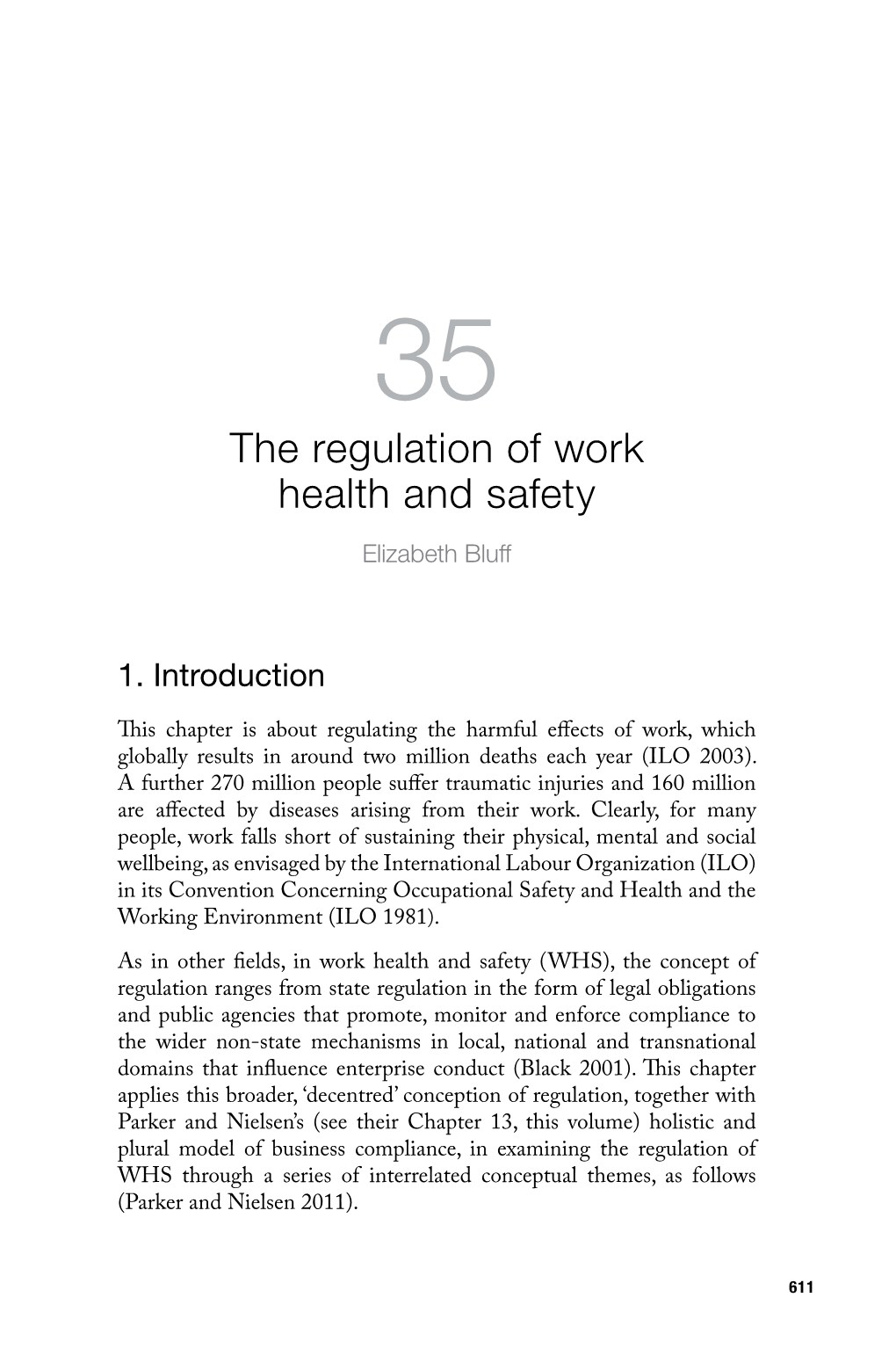 The Regulation of Work Health and Safety Elizabeth Bluff