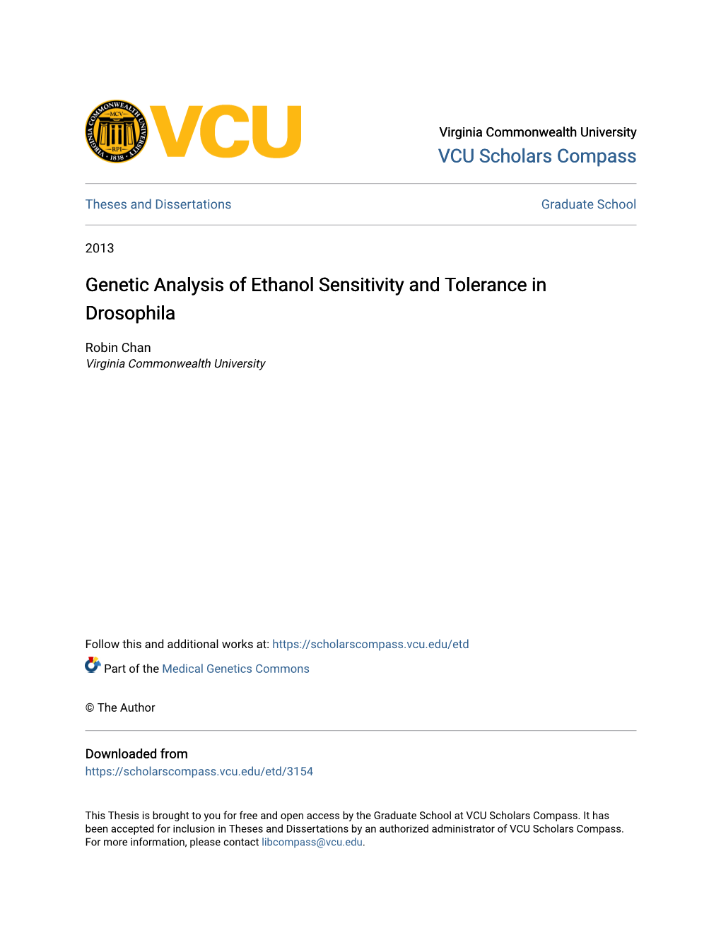 Genetic Analysis of Ethanol Sensitivity and Tolerance in Drosophila