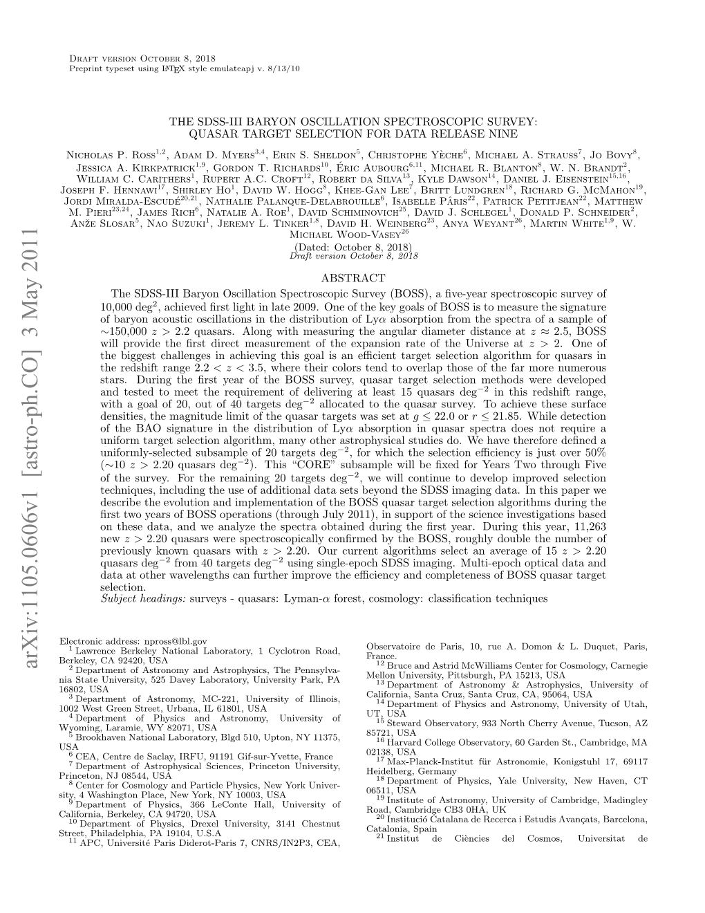 Arxiv:1105.0606V1 [Astro-Ph.CO] 3 May 2011