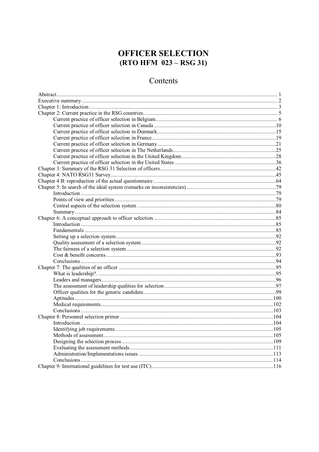 Officer Selection (Rto Hfm 023 – Rsg 31)