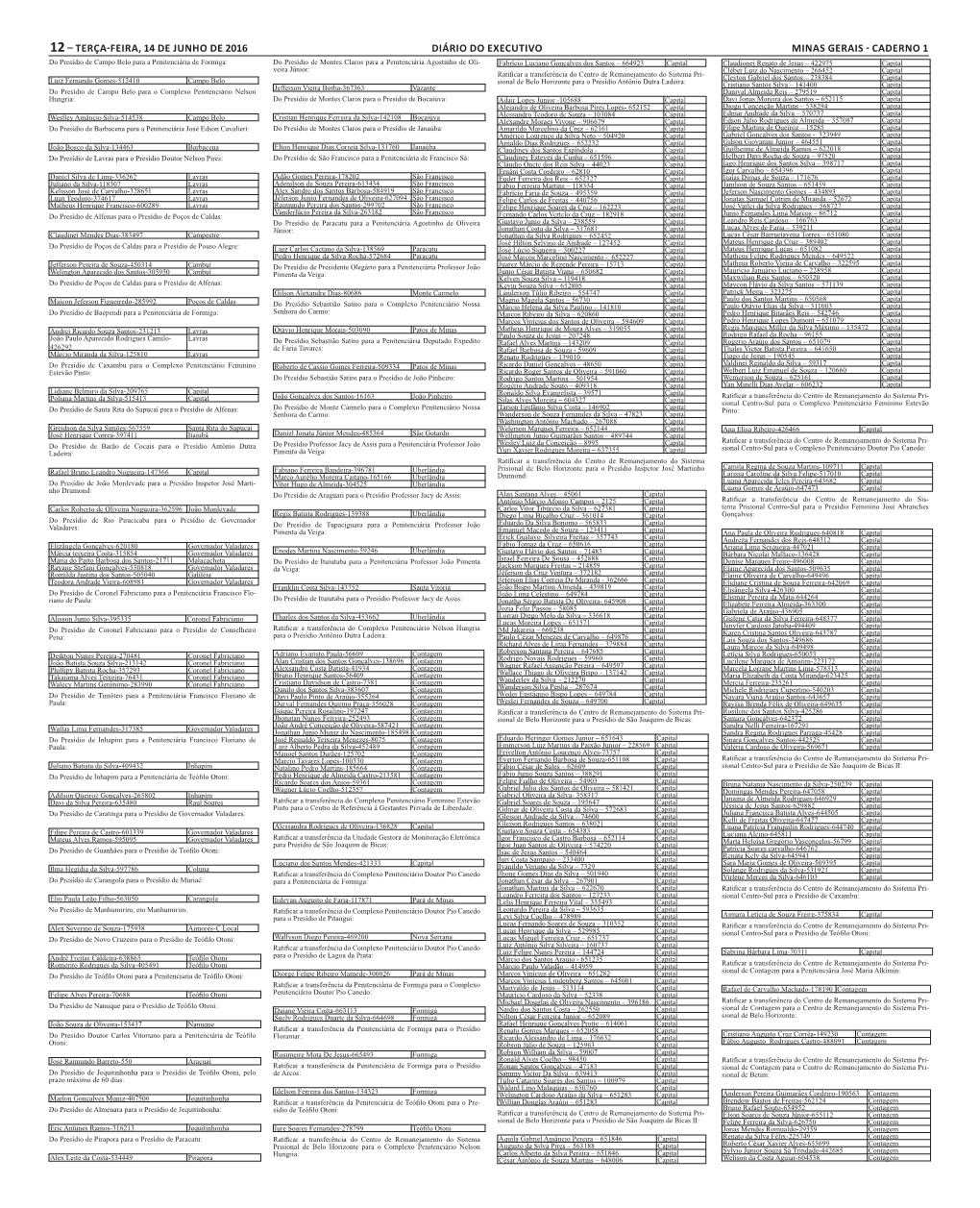 12– Terça-Feira, 14 De Junho De 2016 Diário Do Executivo Minas Gerais