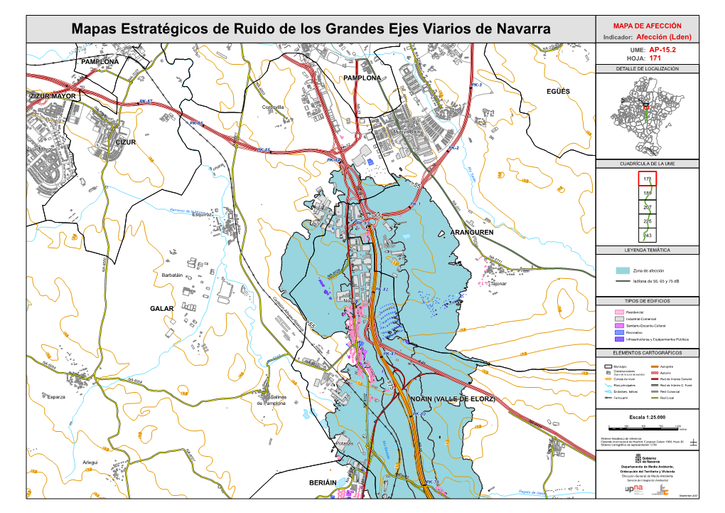 Mapas Estratégicos De Ruido De Los Grandes Ejes Viarios De Navarra Indicador: Afección (Lden) D