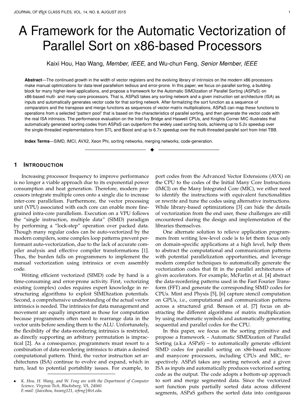 A Framework for the Automatic Vectorization of Parallel Sort on X86-Based Processors