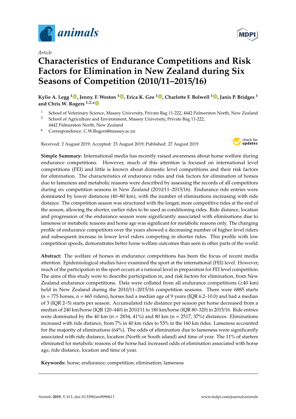 Characteristics of Endurance Competitions and Risk Factors for Elimination in New Zealand During Six Seasons of Competition (2010/11–2015/16)