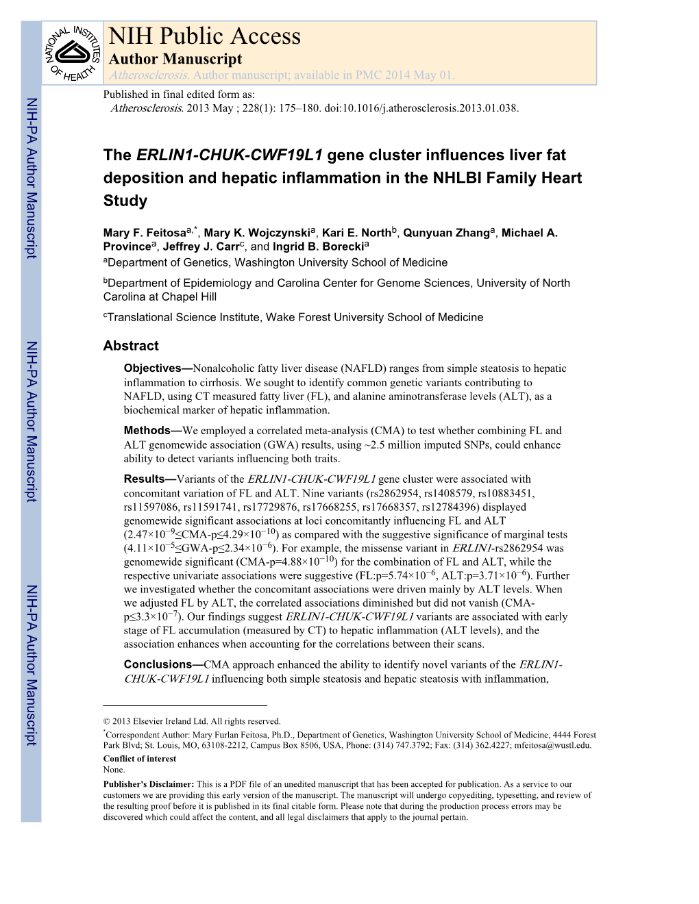 NIH Public Access Author Manuscript Atherosclerosis