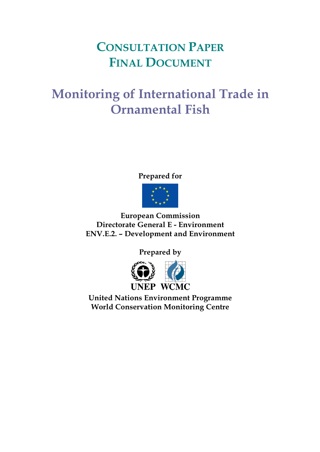 Monitoring of International Trade in Ornamental Fish