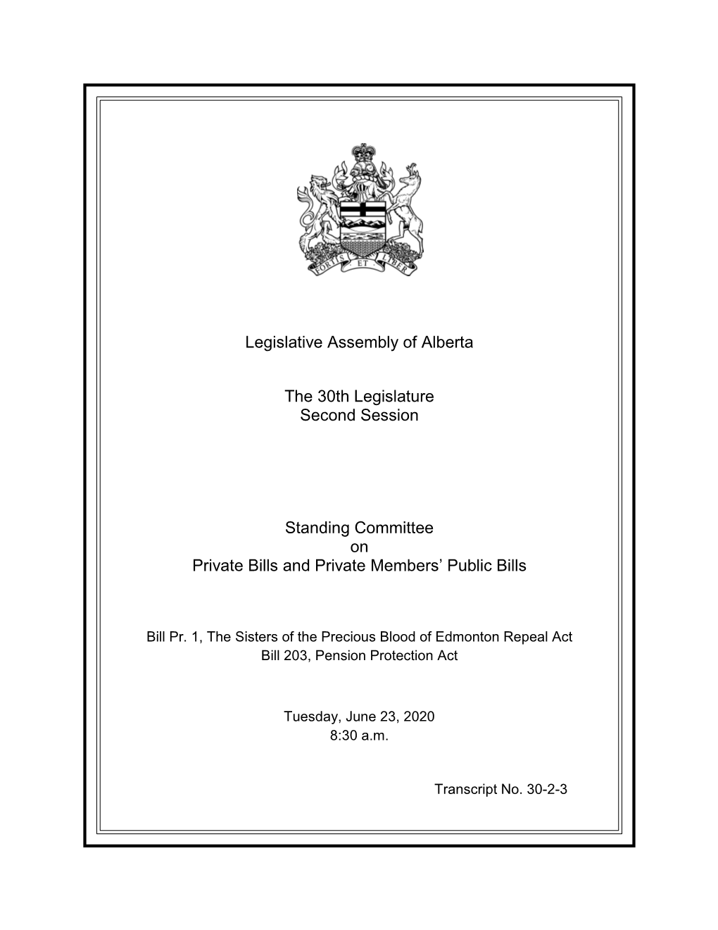 Legislative Assembly of Alberta the 30Th Legislature Second Session