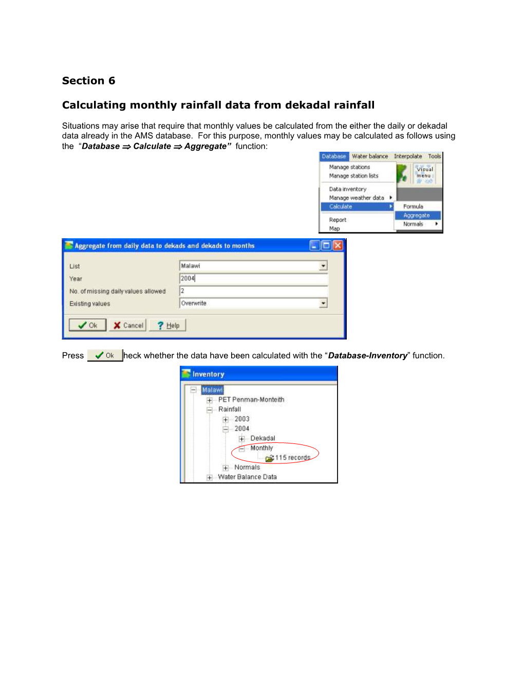 Calculating Monthly Rainfall Data from Dekadal Rainfall