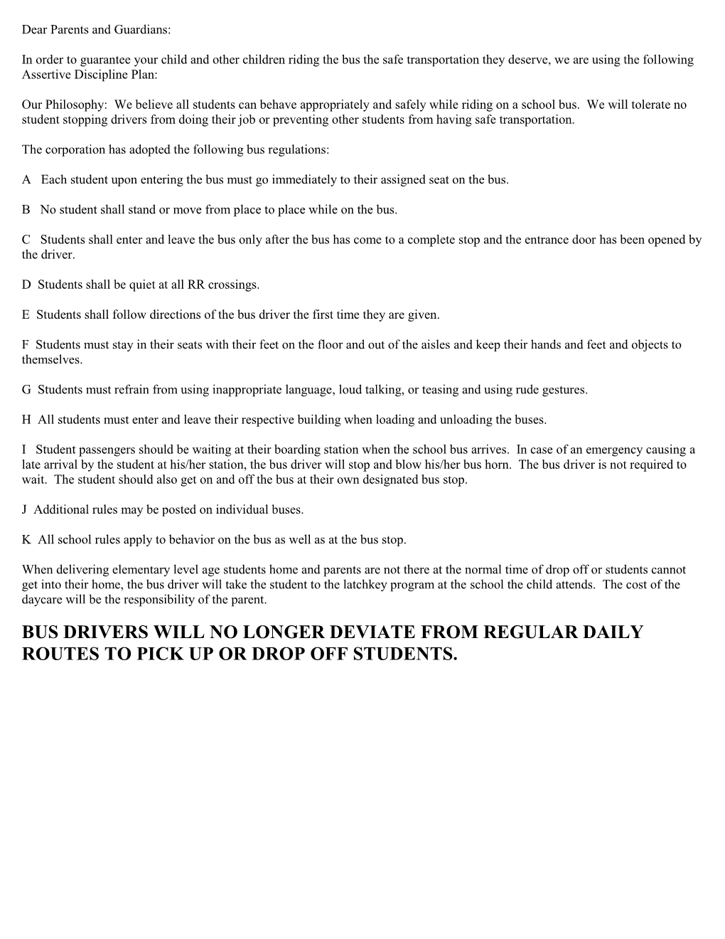School Bus Rules and Regulations