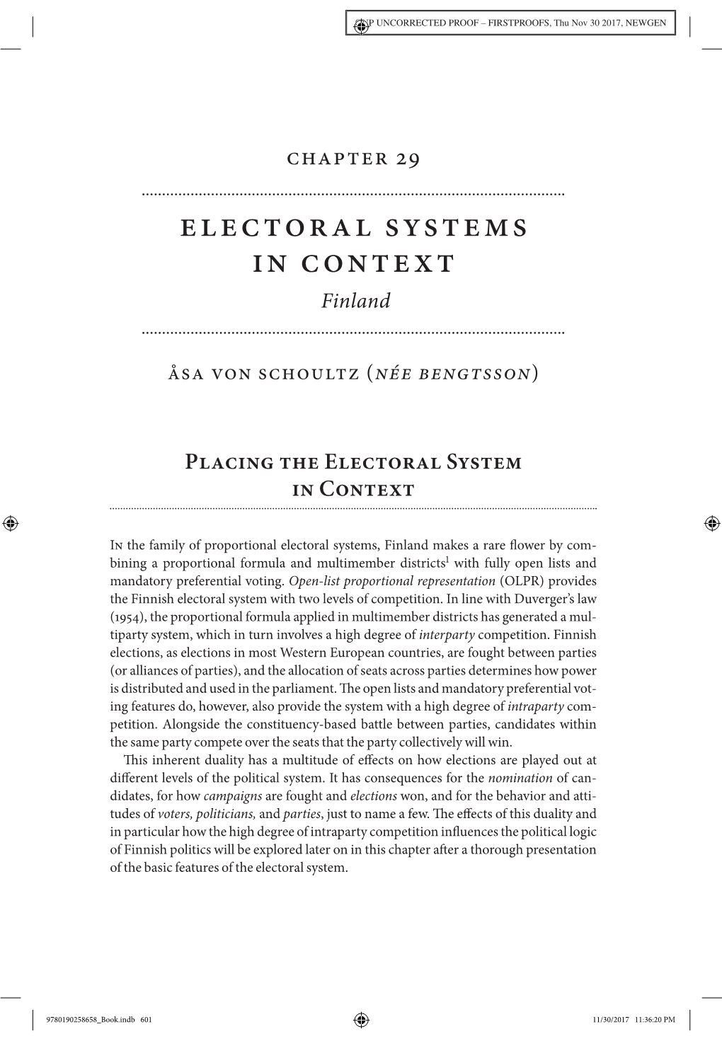 Electoral Systems in Context Finland