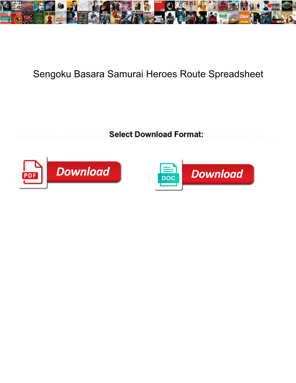 Sengoku Basara Samurai Heroes Route Spreadsheet