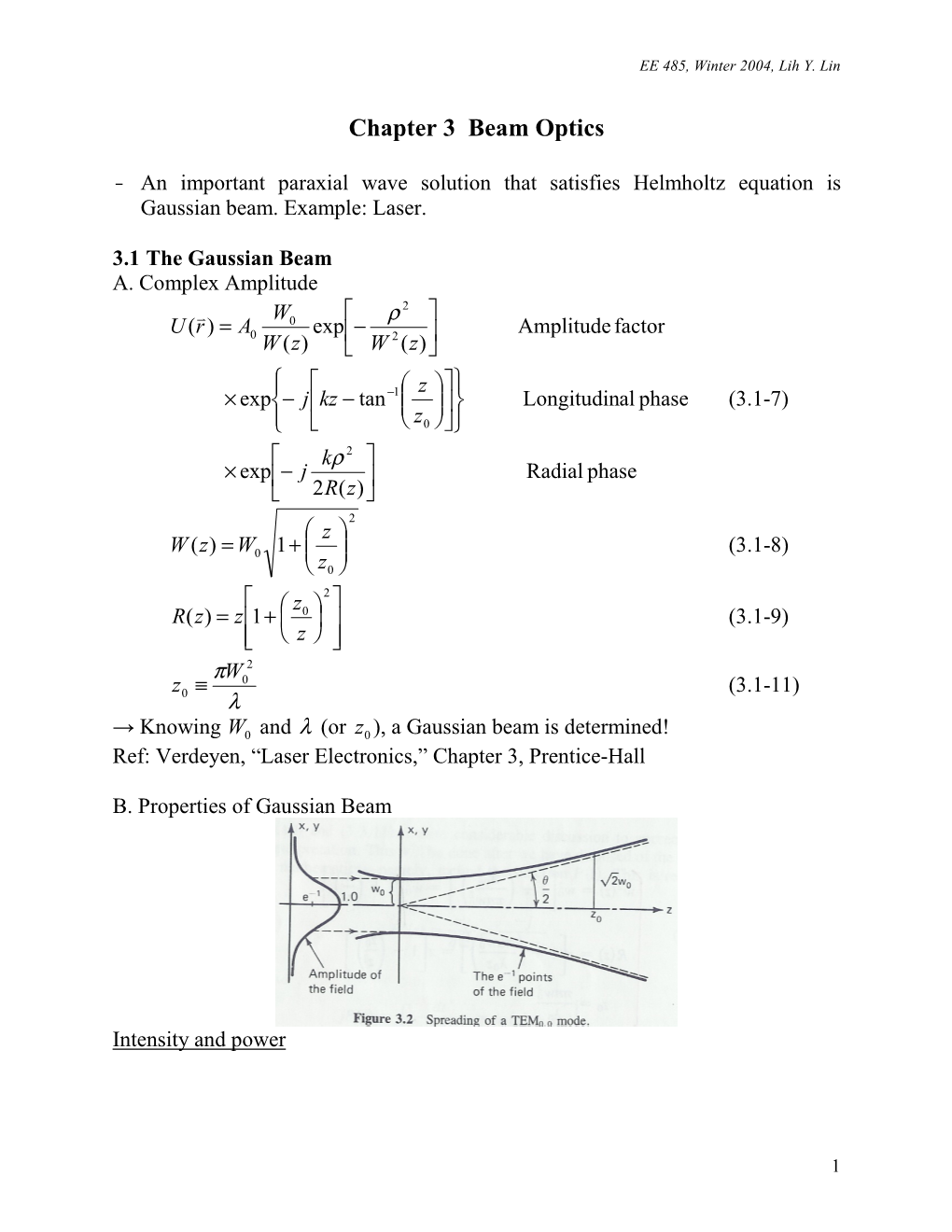 Gaussian Beam Optics