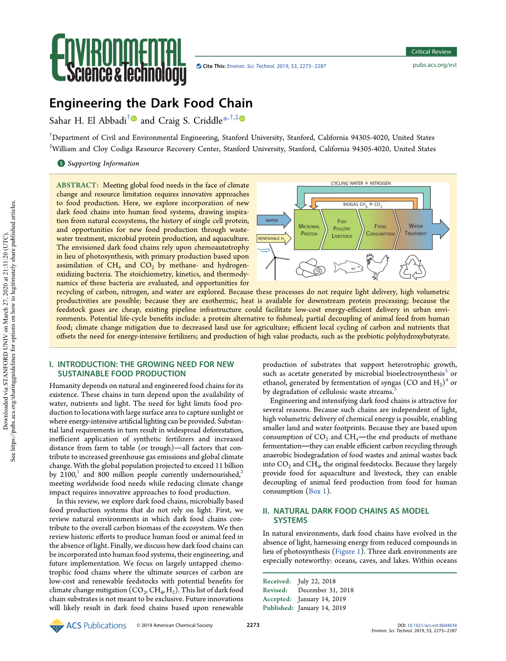 Engineering the Dark Food Chain † † ‡ Sahar H