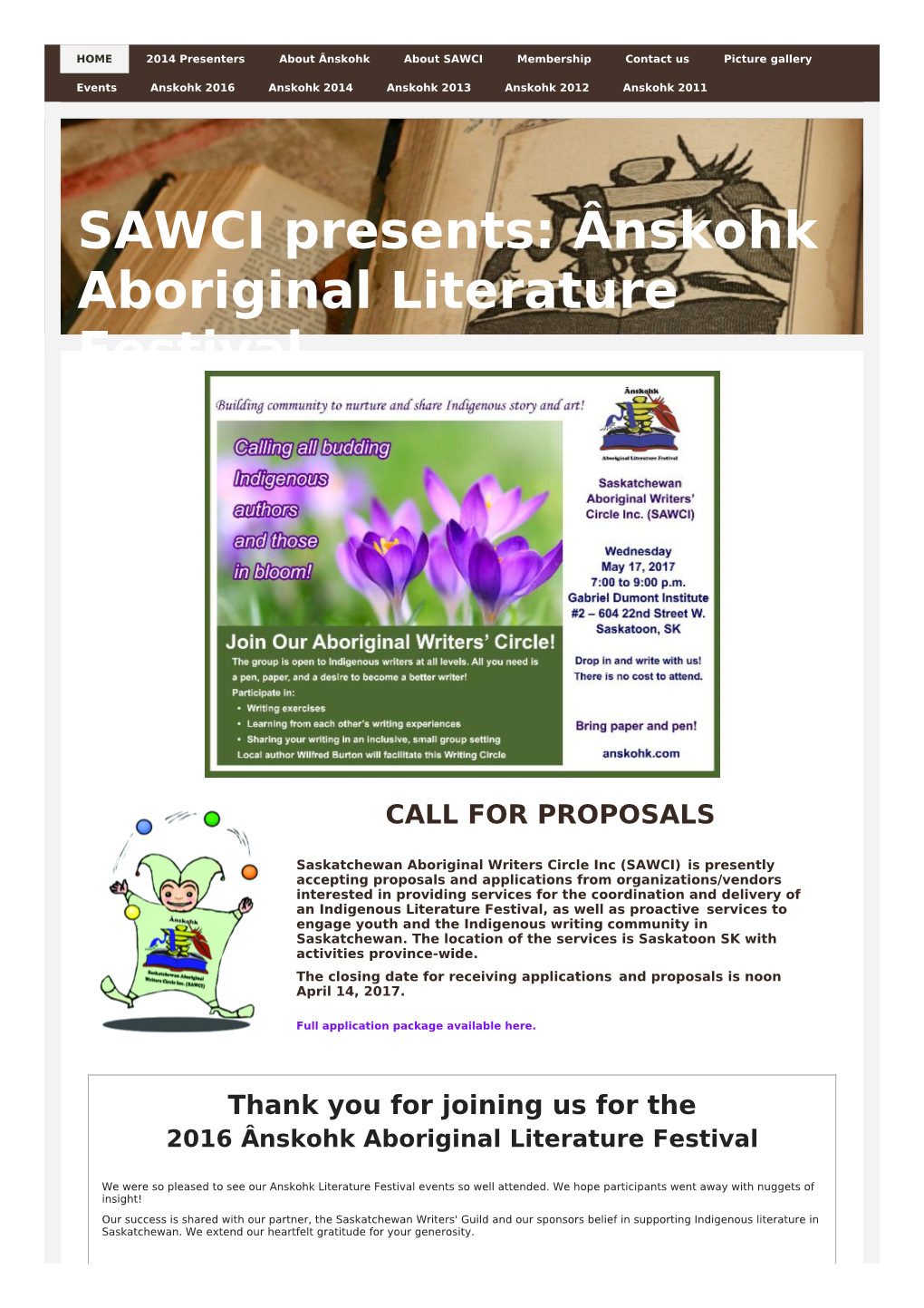 SAWCI Presents: Ânskohk Aboriginal Literature Festival