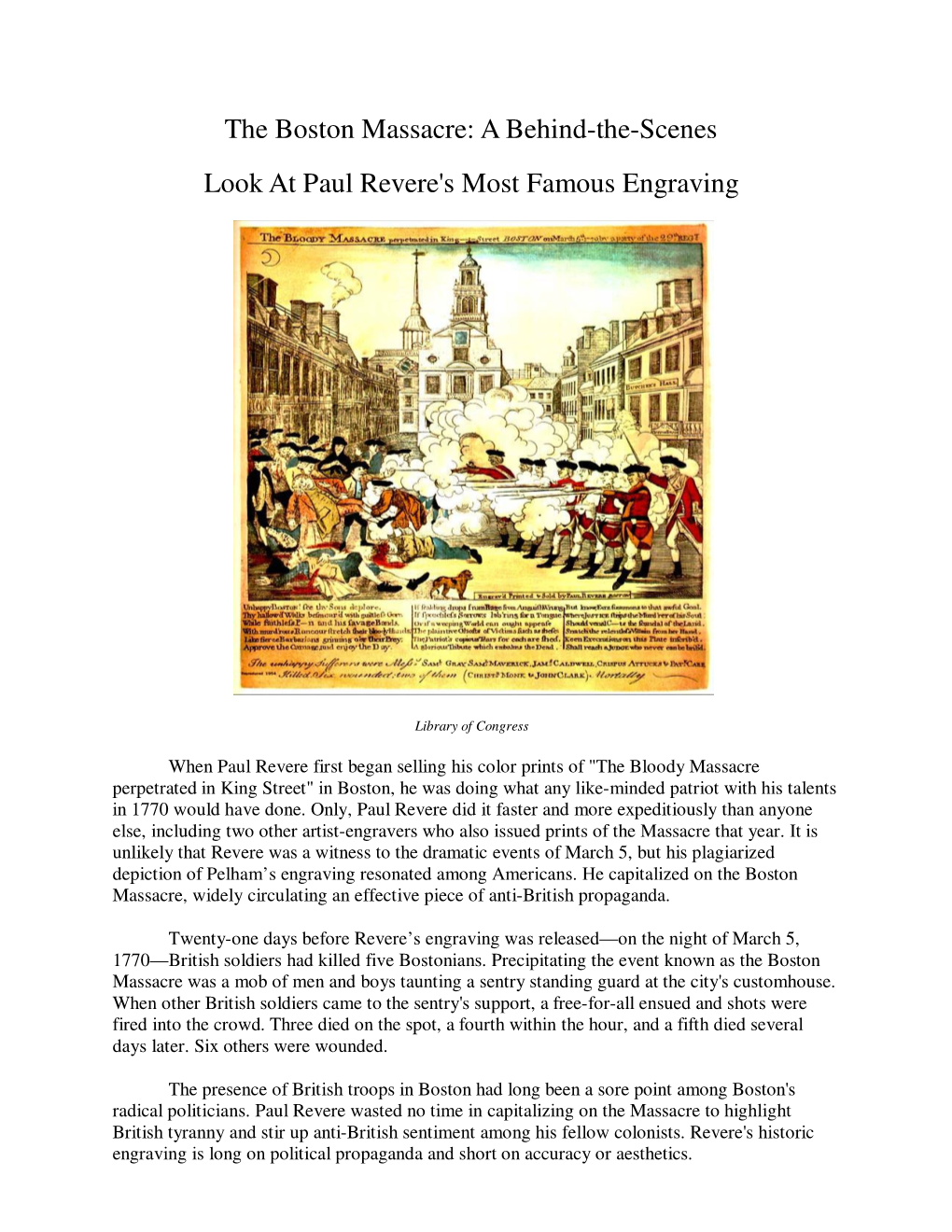 The Boston Massacre: a Behind-The-Scenes Look at Paul Revere's Most Famous Engraving