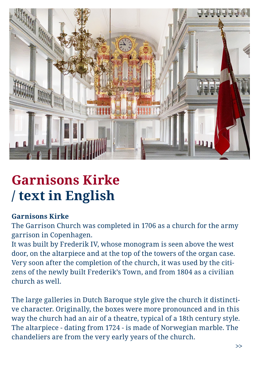 Garnisons Kirke / Text in English