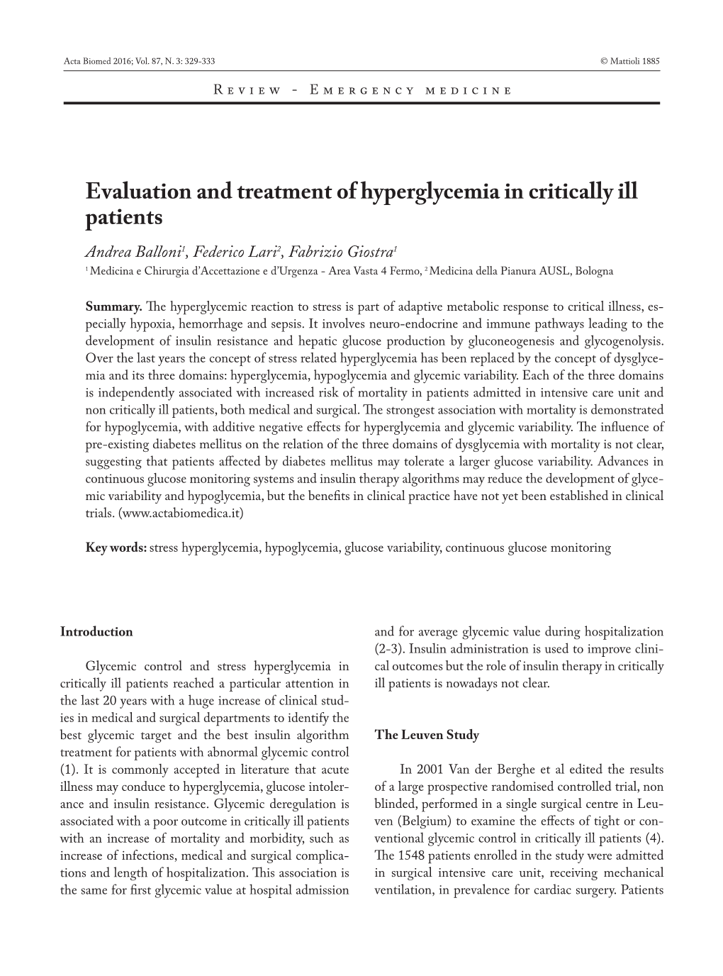 Evaluation and Treatment of Hyperglycemia in Critically Ill Patients